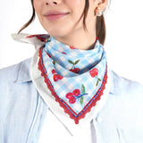 Cherry Gingham Bandana - Ivory Blue