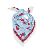 Cherry Gingham Bandana - Ivory Blue