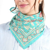 Blooming Peonies Bandana - Aqua