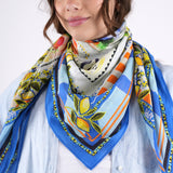 Capri Postcard Square Scarf - Blue