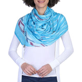 Diamond Stripe Tassel Scarf - Blue Ikat