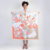 Blush Garden Silk Scarf - Orange Pink