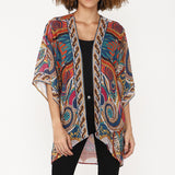 Mosaic Tile-Work Kimono - Pink Blue