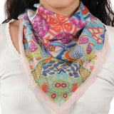 Peacock Geometric Cotton Bandana - Blush