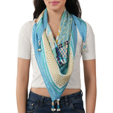 Patterned Poppy Silk Scarf - Aqua