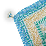 Patterned Poppy Silk Scarf - Aqua