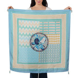 Patterned Poppy Silk Scarf - Aqua