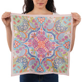 Peacock Geometric Cotton Bandana - Blush