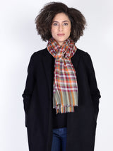 Fall Spice Plaid Scarf - Green Orange