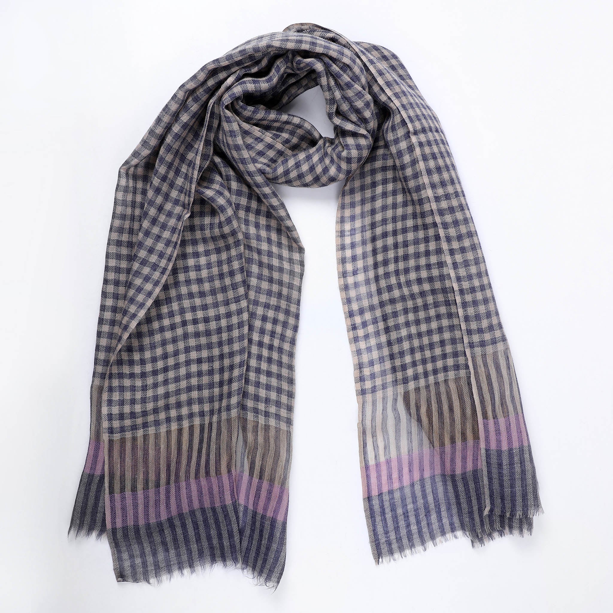 Classic Mini Plaid Scarf - Dark Blue