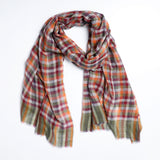 Fall Spice Plaid Scarf - Green Orange