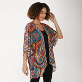 Mosaic Tile-Work Kimono - Pink Blue