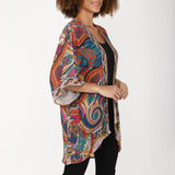 Mosaic Tile-Work Kimono - Pink Blue