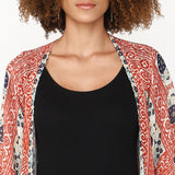 Ethnic Patchwork Print Kimono - Rust