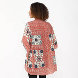 Ethnic Patchwork Print Kimono - Rust