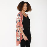 Ethnic Patchwork Print Kimono - Rust