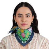 Petal Poetry Cotton Bandana - Navy