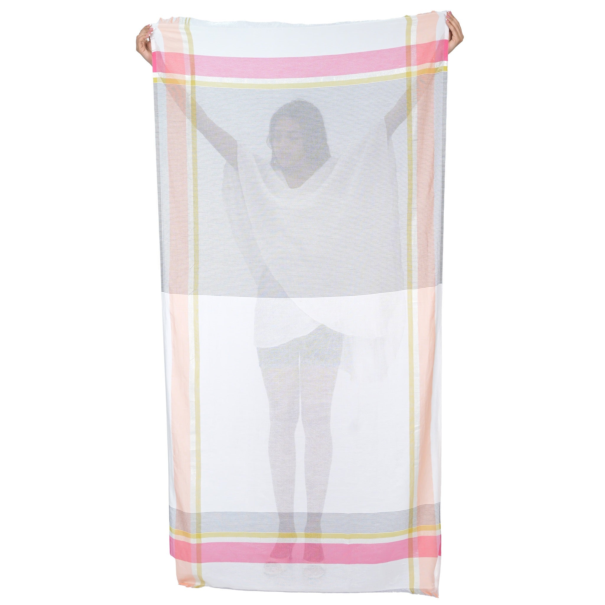 Nova Stripe Scarf - White Pink