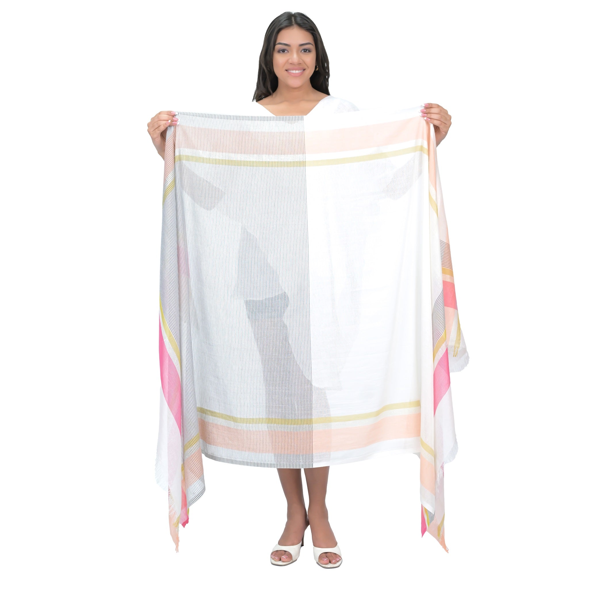 Nova Stripe Scarf - White Pink