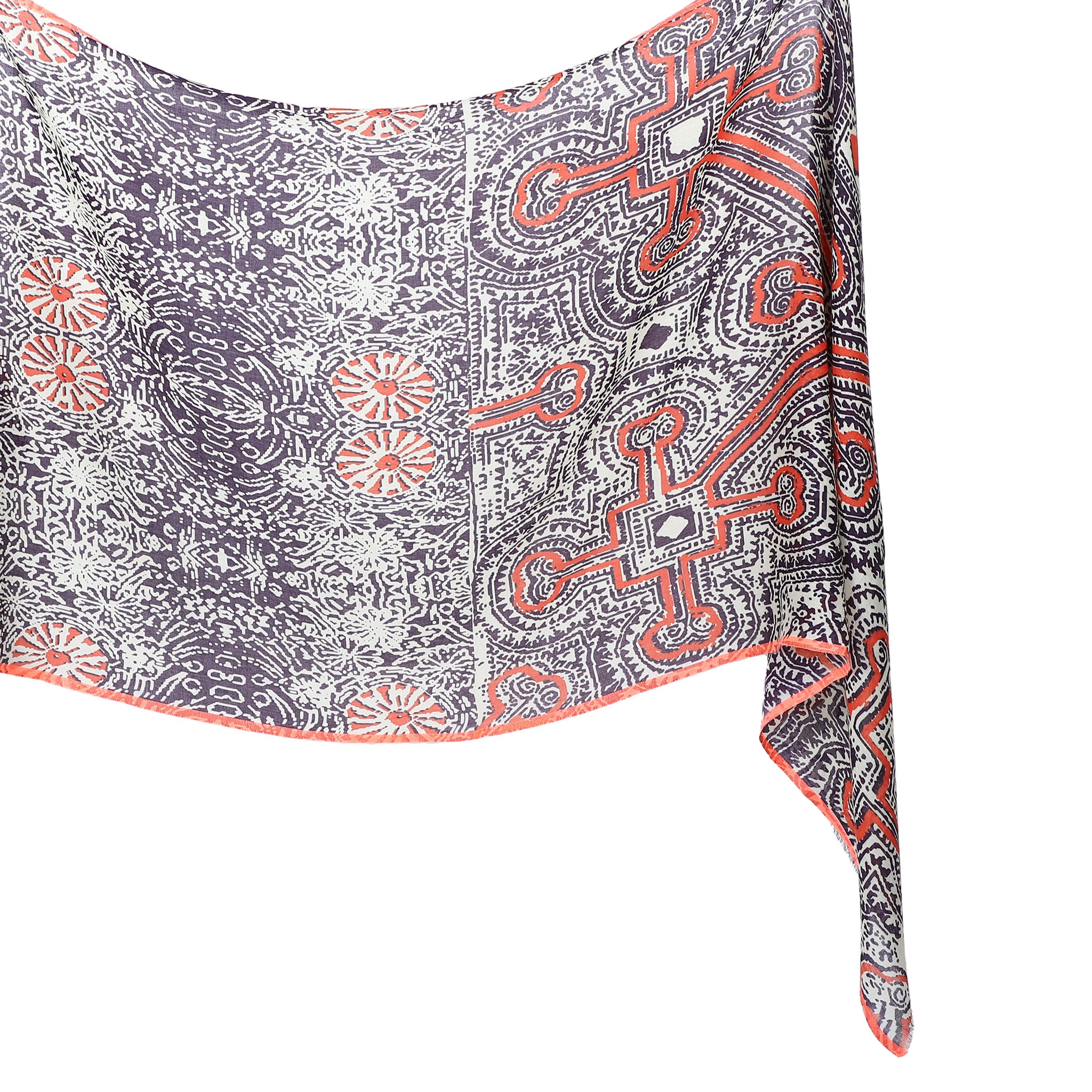 Indigo Aztec Scarf - Navy Orange
