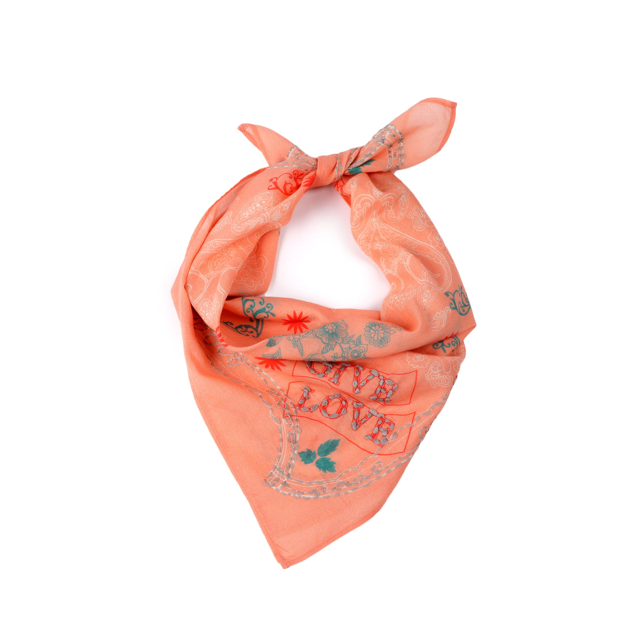 Give Love Cotton Bandana - Soft Coral