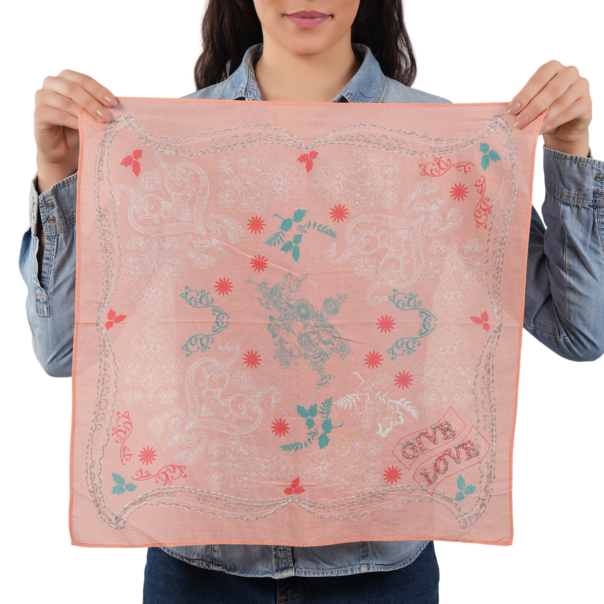Give Love Cotton Bandana - Soft Coral