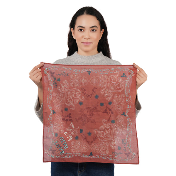 Give Love Paisley Embroidered Bandana - Terracotta