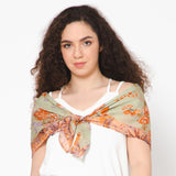 Willow & Peach Meadow Square Scarf - Green