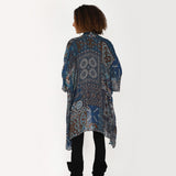 Boho Mosaic Print Kimono Cardigan - Blue