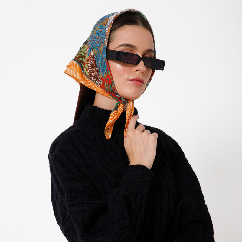 Wild Wood Floral Bandana - Teal