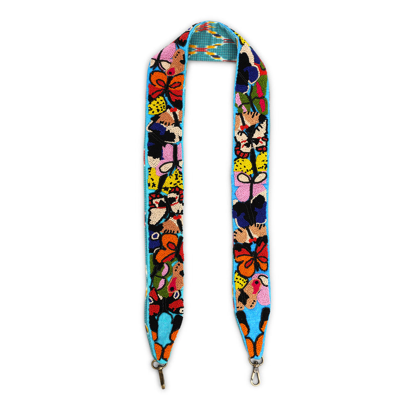 BUTTERFLY EMBROIDERED STRAP - SKY BLUE