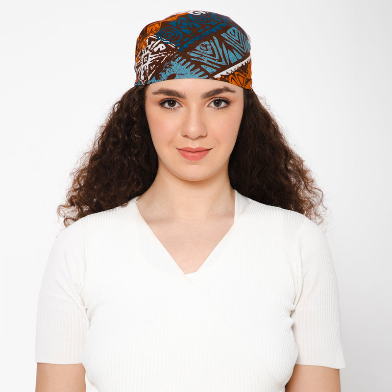 TRIBAL VIBE BANDANA - ORANGE BLUE