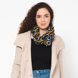 Circle Embroidered Scarf - Mustard