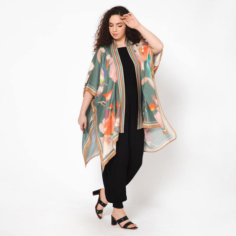 Conspicuous Floral Kimono - Sage Green