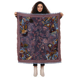 Magnificent Floral Jacquard Square Scarf - Navy