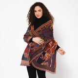 Catchy Embroidered Scarf - Red Blue