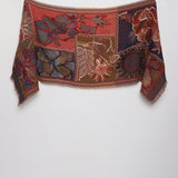Catchy Embroidered Scarf - Red Blue