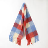 Brushed Checkered Print Scarf - Lilac Red