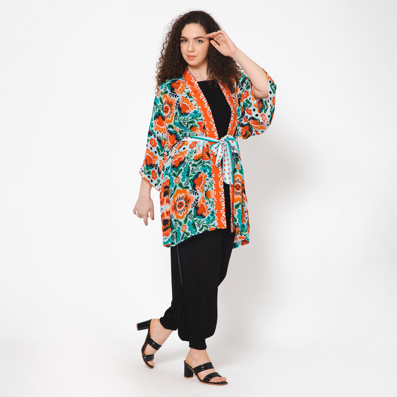 Poppy Seeds Kimono in Jade