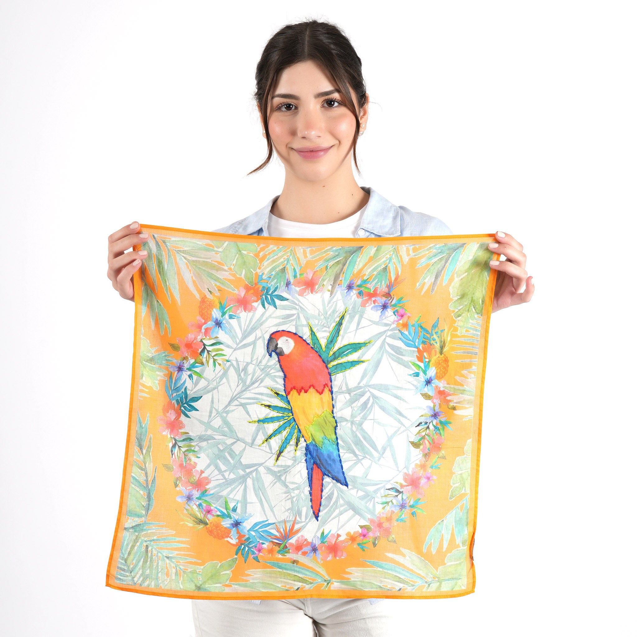 Tropical Parrot Bandana - Orange Pearl