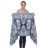 Regal Paisley Woven Scarf - Navy