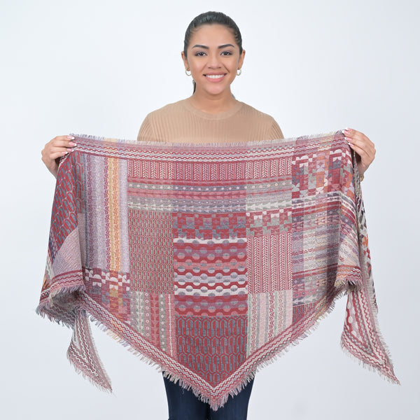 Bohemian Dreams Wool Cotton Blend Scarf - Wine