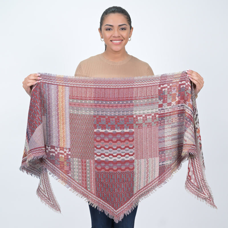 Bohemian Dreams Wool Cotton Blend Scarf - Wine