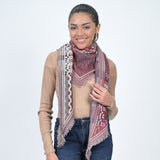 Bohemian Dreams Wool Cotton Blend Scarf - Wine