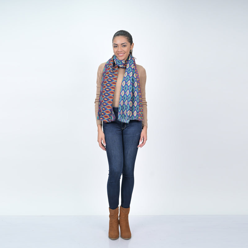 Kaleidoscope Gaze Scarf - Indigo Green