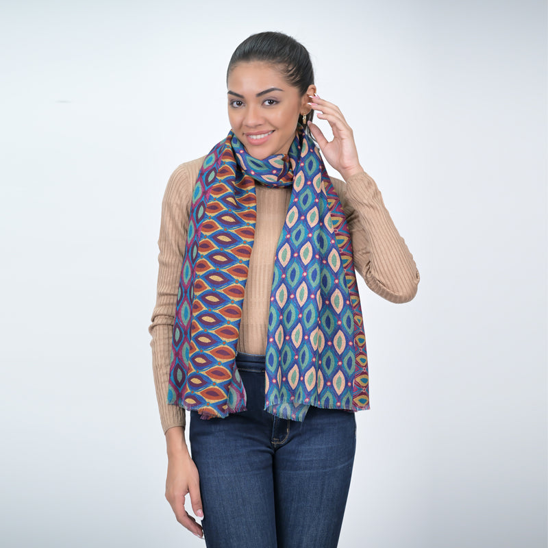 Kaleidoscope Gaze Scarf - Indigo Green