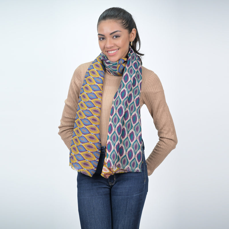 Kaleidoscope Gaze Scarf - Teal Rust