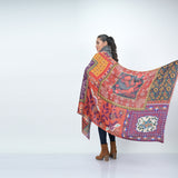 Songbird Rectangle Wool Scarf - Black Orange