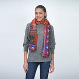 Songbird Rectangle Wool Scarf - Black Orange