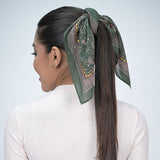 Ditsy Floral Embroidered Bandana - Dark Green